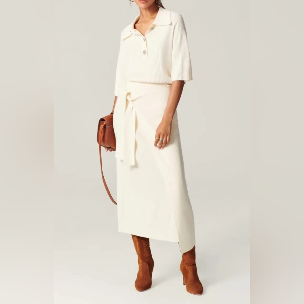 ba&sh Cream Knit Eloha Maxi Skirt XS